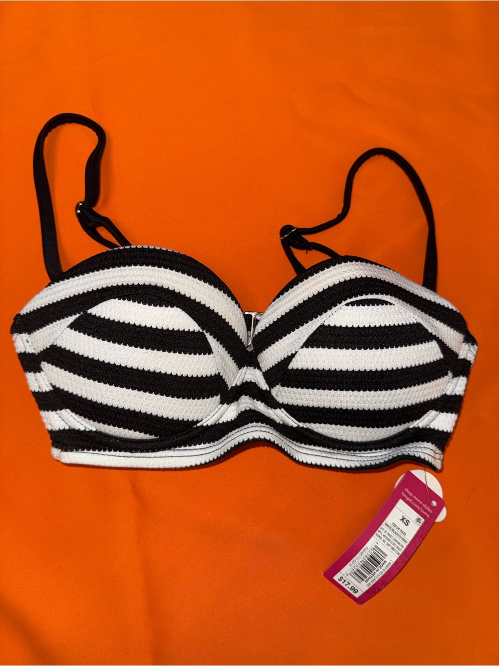 Target Black and White Striped Underwire Bikini Top - Women Intimates